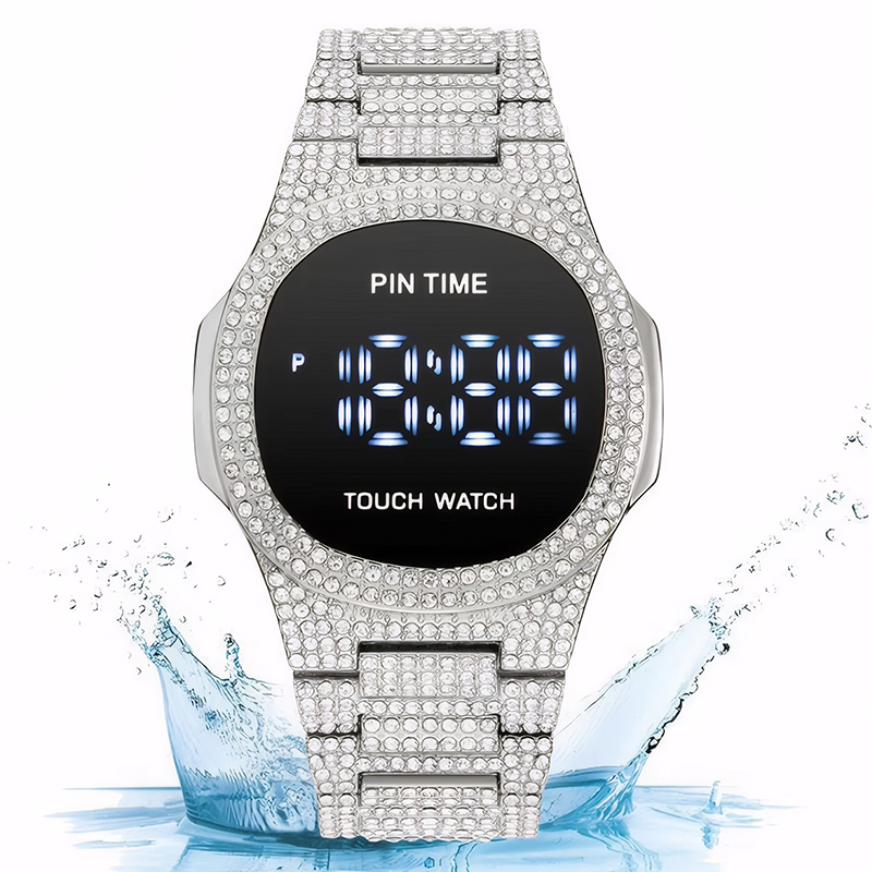 Iced Square Touch Dial Men's Quartz Watch