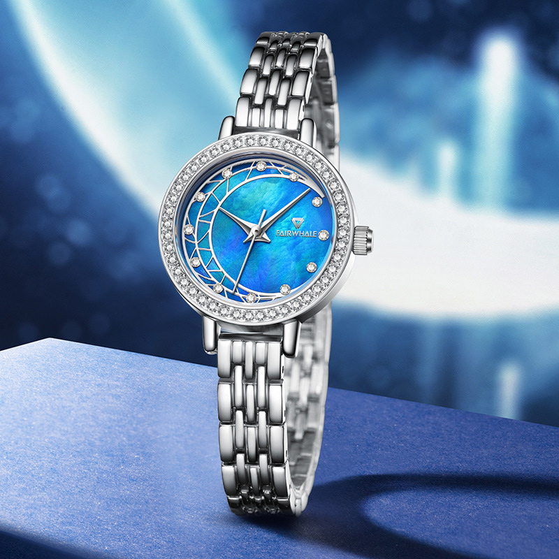 Iced Star Moon Blue Dial Women’s Watch