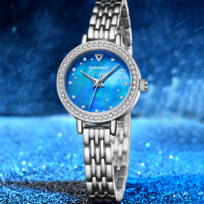 Iced Star Moon Blue Dial Women’s Watch