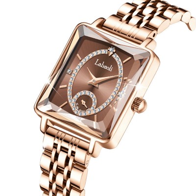 Iced Square Women’s Watch With Two Hands