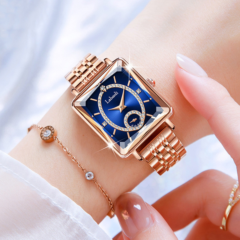 Iced Square Women’s Watch With Two Hands