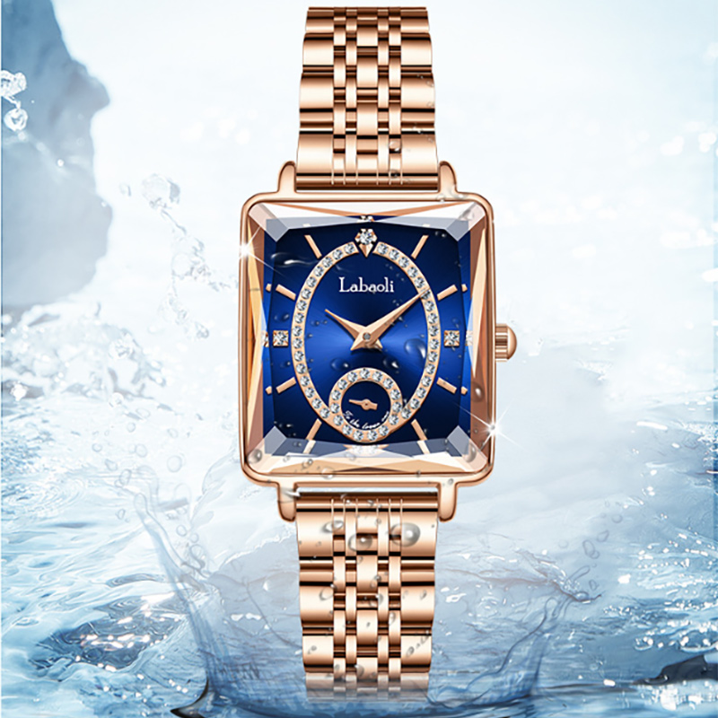 Iced Square Women’s Watch With Two Hands