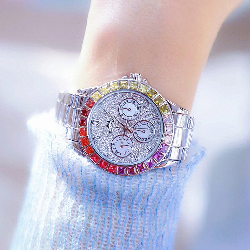 Iced Rainbow Gradient Women's Quartz Watch