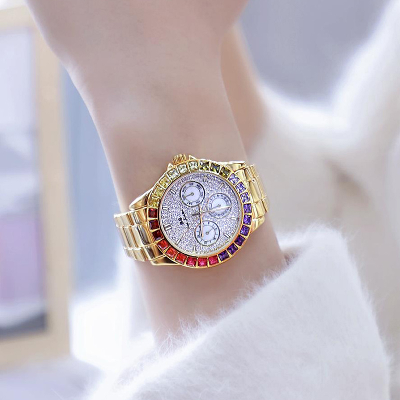 Iced Rainbow Gradient Women's Quartz Watch