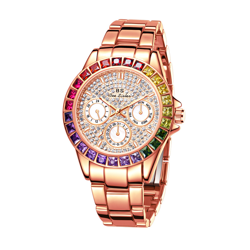 Iced Rainbow Gradient Women's Quartz Watch