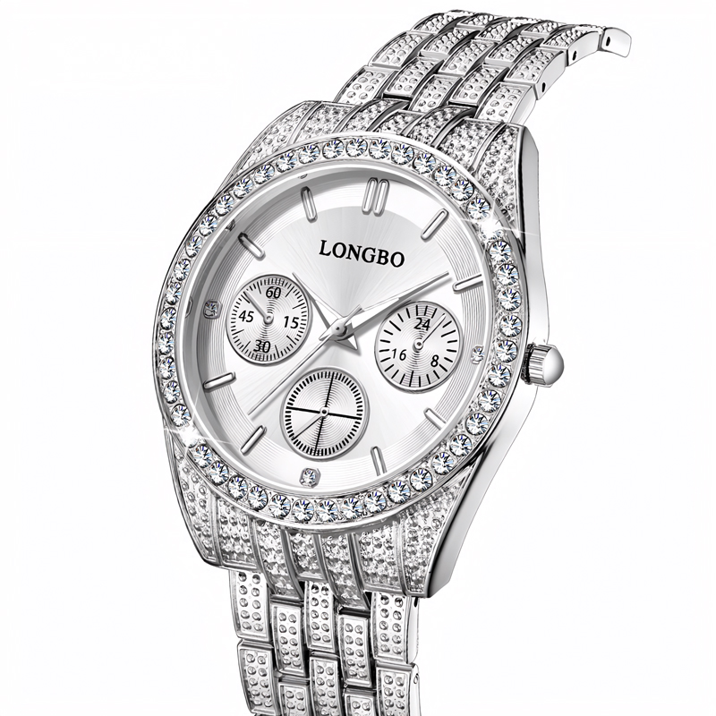 Iced 2PS Luminous Couple Watches In White Gold