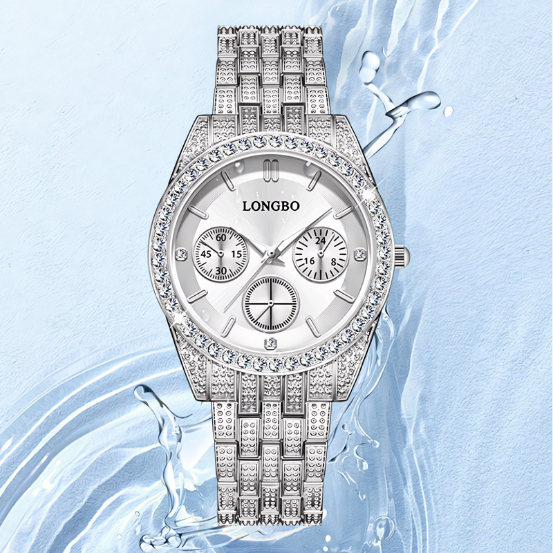 Iced 2PS Luminous Couple Watches In White Gold