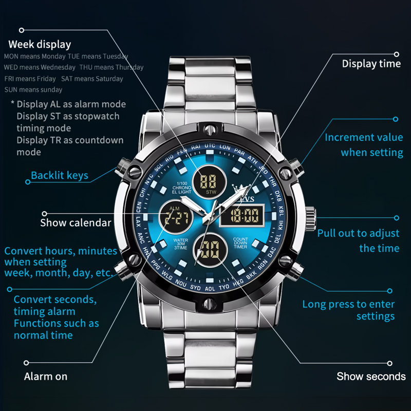 Luminous Alarm Clock Sports Men's Digital Watch