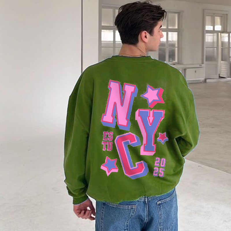 NYC Printed Padded Crew Neck Sweatshirt