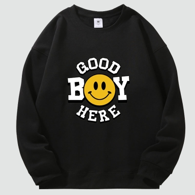 Good Boy Here Printed Padded Crew Sweatshirt