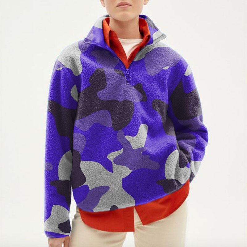 Camouflage Half-Zip Flannel Sweatshirt