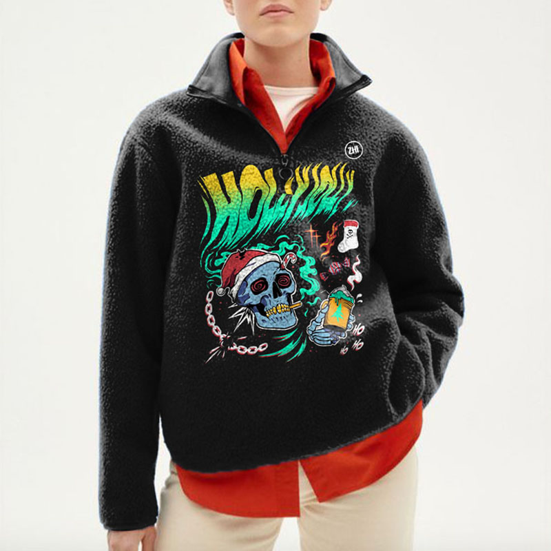 Christmas Graffiti Half-Zip Flannel Sweatshirt