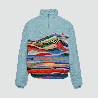 Scenic Graffiti Half-Zip Flannel Sweatshirt