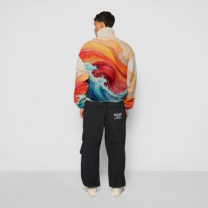 Wave Graffiti Half-Zip Flannel Sweatshirt