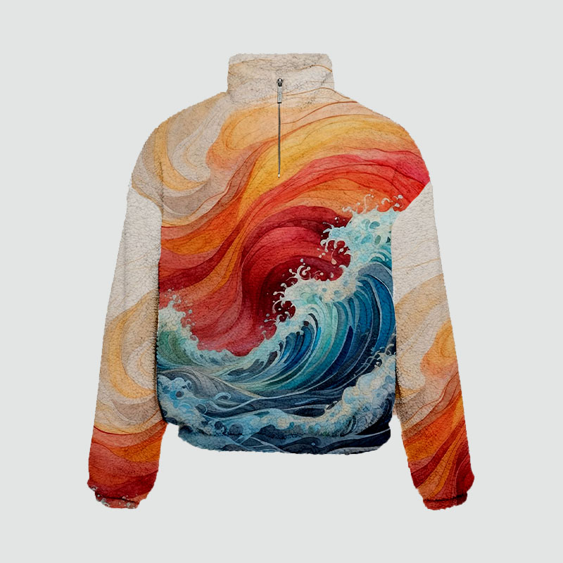 Wave Graffiti Half-Zip Flannel Sweatshirt