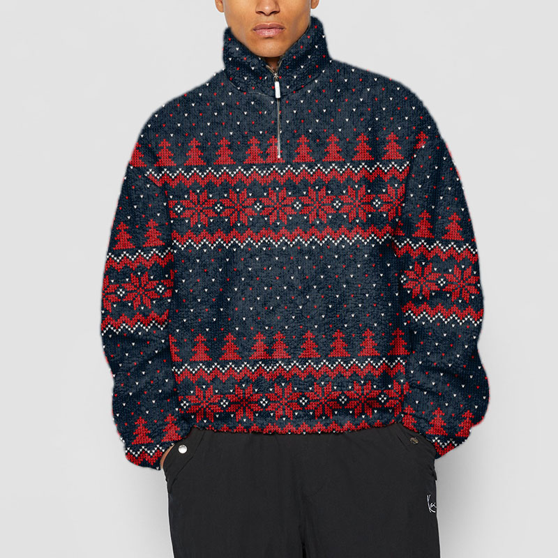 Christmas Element Half-Zip Flannel Sweatshirt