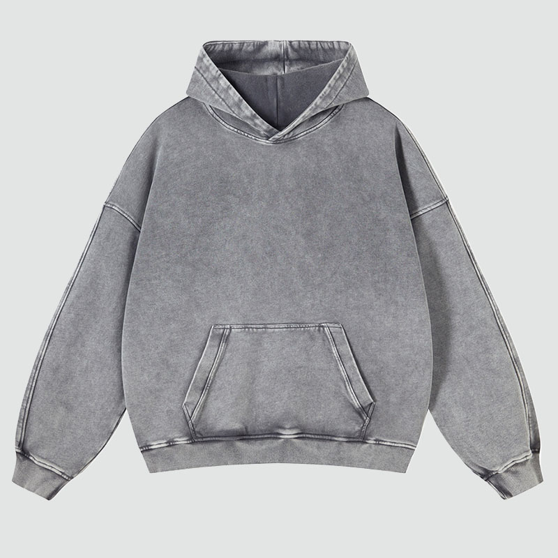 Guard Back Print Casual Washed Hoodie