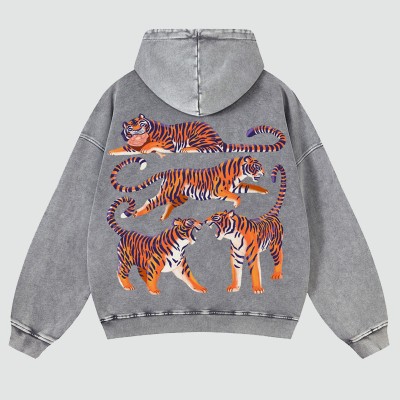 Many Tigers Casual Washed Hoodie