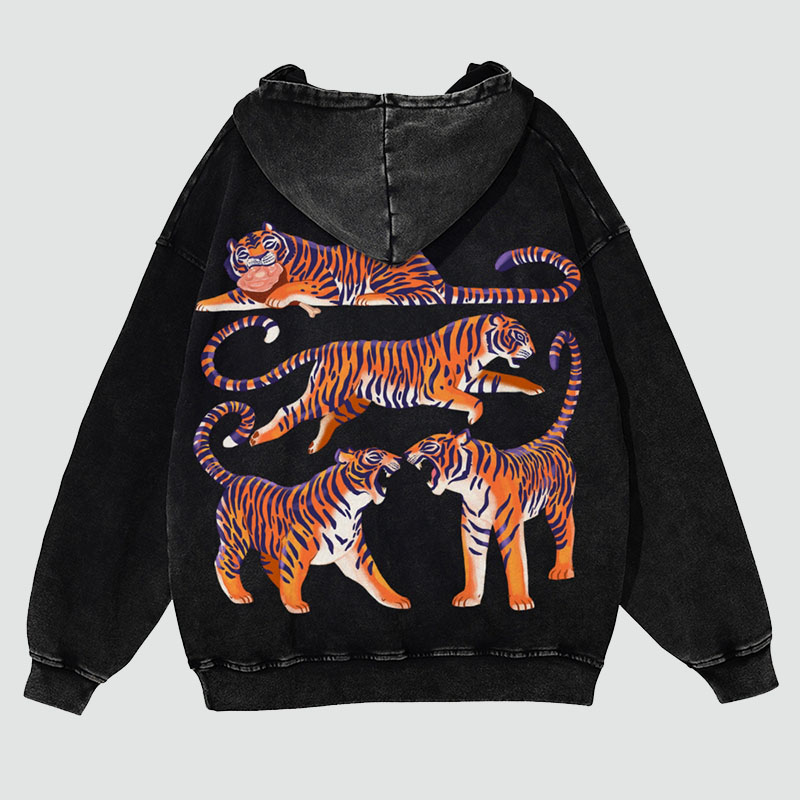 Many Tigers Casual Washed Hoodie