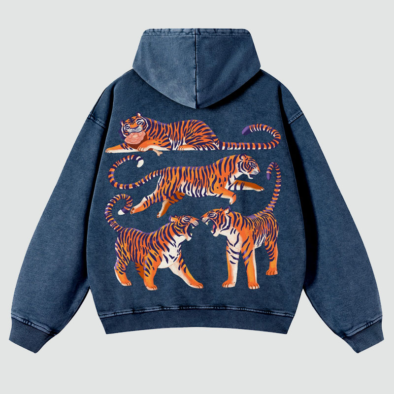 Many Tigers Casual Washed Hoodie