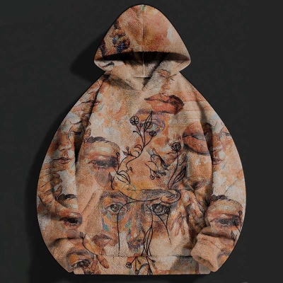 Portrait Art Flannel Hoodie