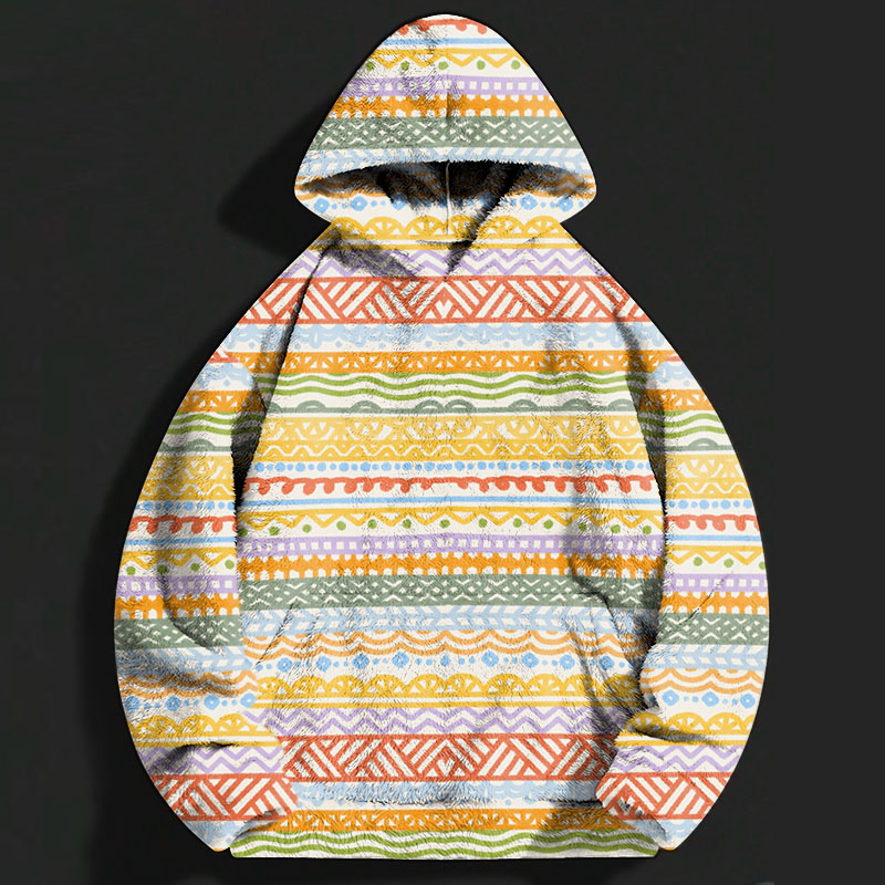 Striped Printed Flannel Hoodie