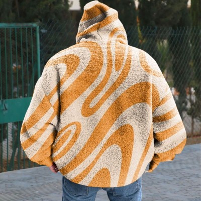 Striped Printed Flannel Hoodie