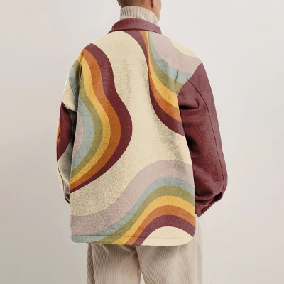 Colorblocked Geometric Shirt Jacket