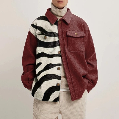 Striped Patchwork Shirt Jacket