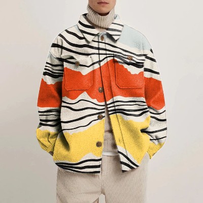 Striped Colorblock Shirt Jacket