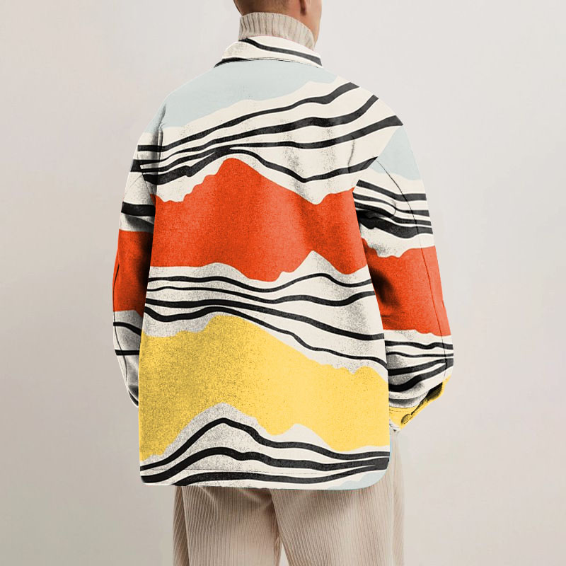 Striped Colorblock Shirt Jacket