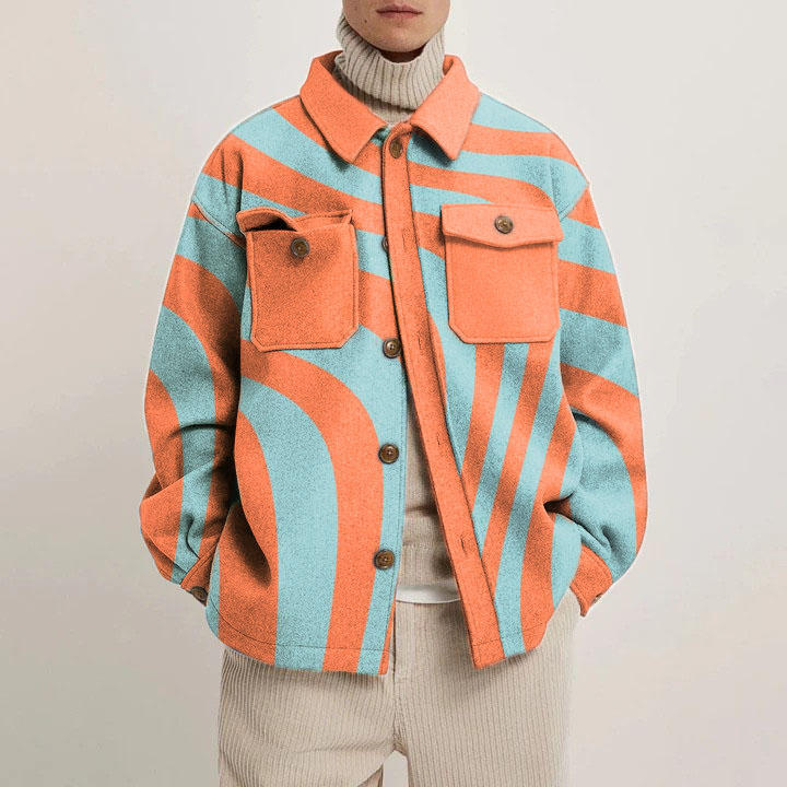 Clashing Stripes Printed Shirt Jacket