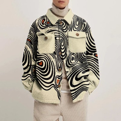 Abstract Stripe Print Shirt Jacket