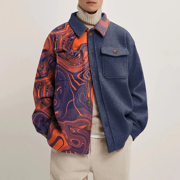 Colorblocked Floral Shirt Jacket