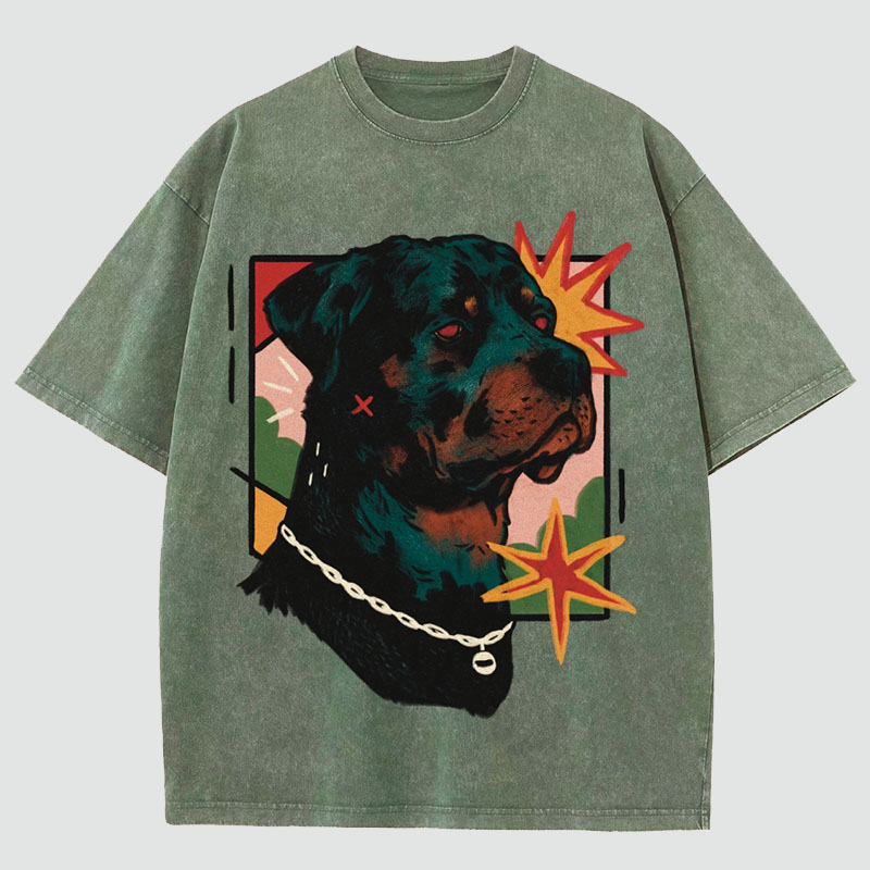 A Rottweiler Unisex Fit Washed T-Shirt