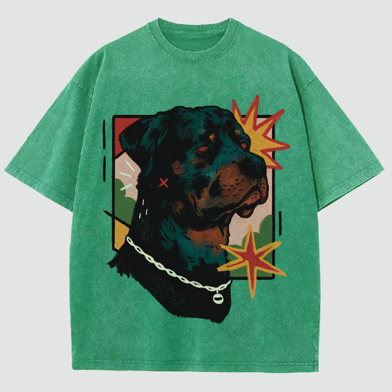 A Rottweiler Unisex Fit Washed T-Shirt