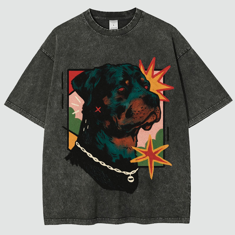 A Rottweiler Unisex Fit Washed T-Shirt