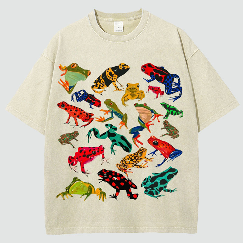 Cute Frog Unisex Vintage Washed Tee