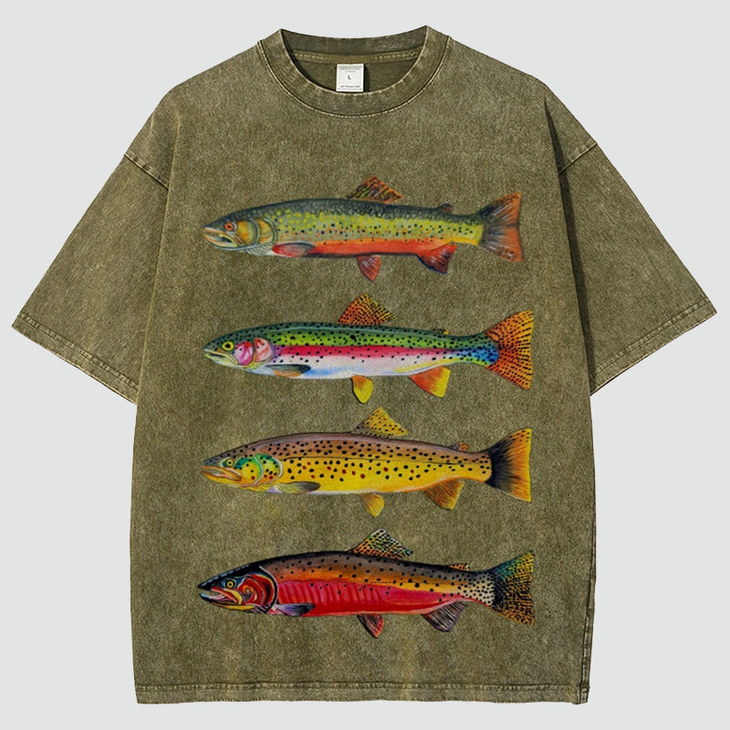 North American Trout Unisex Vintage Washed Tee