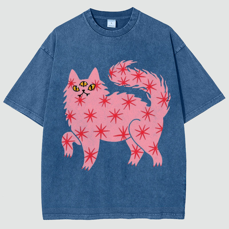 The Pink Cat Unisex Vintage Washed Tee