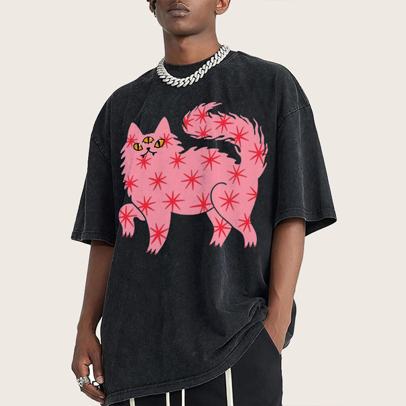 The Pink Cat Unisex Vintage Washed Tee