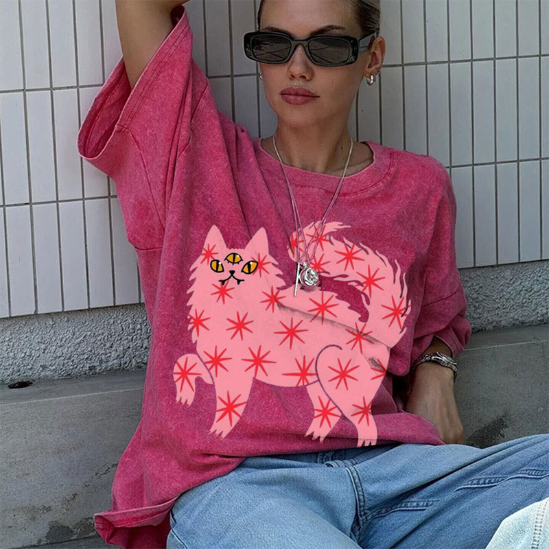 The Pink Cat Unisex Vintage Washed Tee