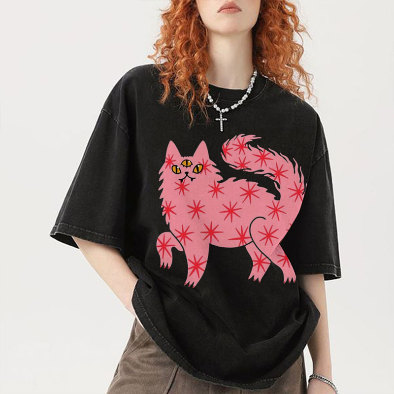 The Pink Cat Unisex Vintage Washed Tee