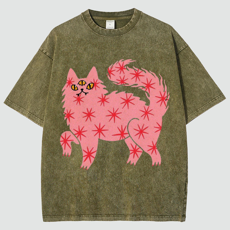 The Pink Cat Unisex Vintage Washed Tee