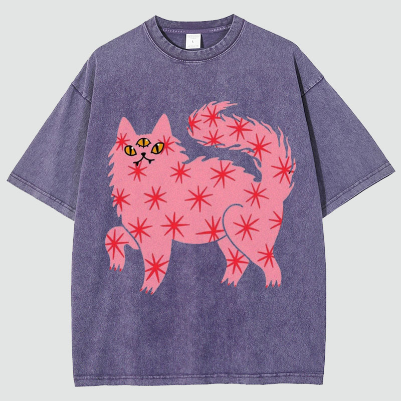 The Pink Cat Unisex Vintage Washed Tee