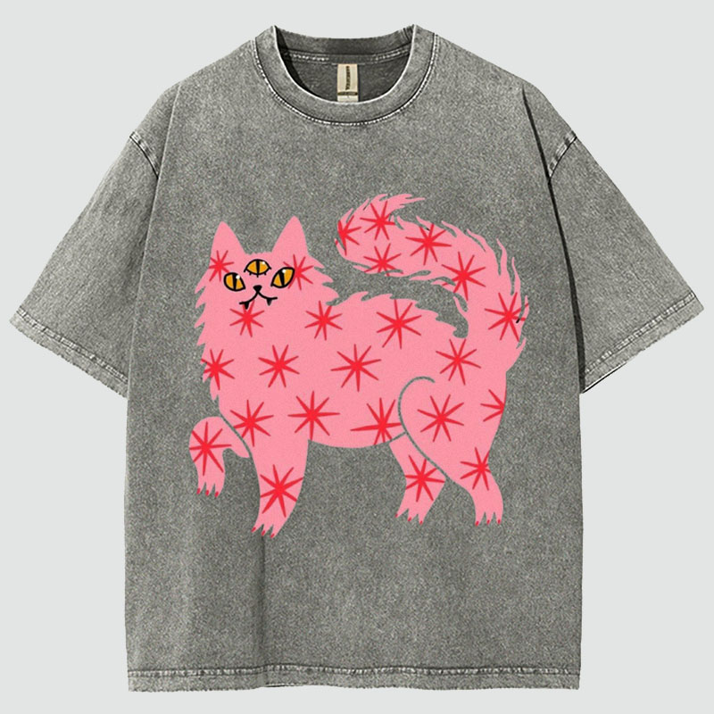 The Pink Cat Unisex Vintage Washed Tee