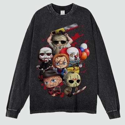 Horror Club Unisex Washed Long Sleeve T-shirt