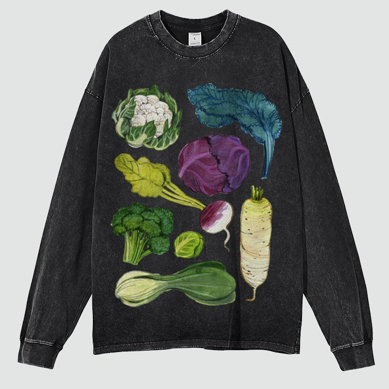 Vegetable Wars Unisex Washed Long Sleeve T-shirt