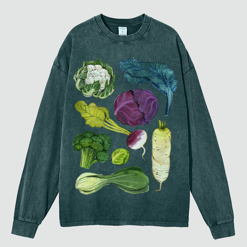 Vegetable Wars Unisex Washed Long Sleeve T-shirt