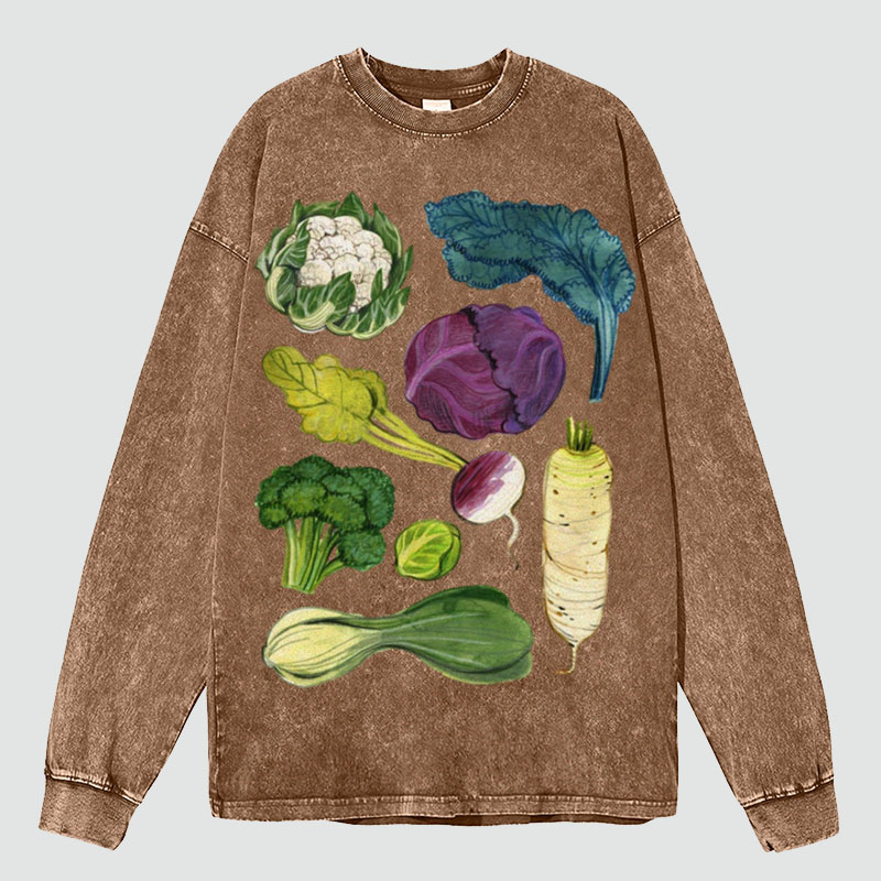 Vegetable Wars Unisex Washed Long Sleeve T-shirt